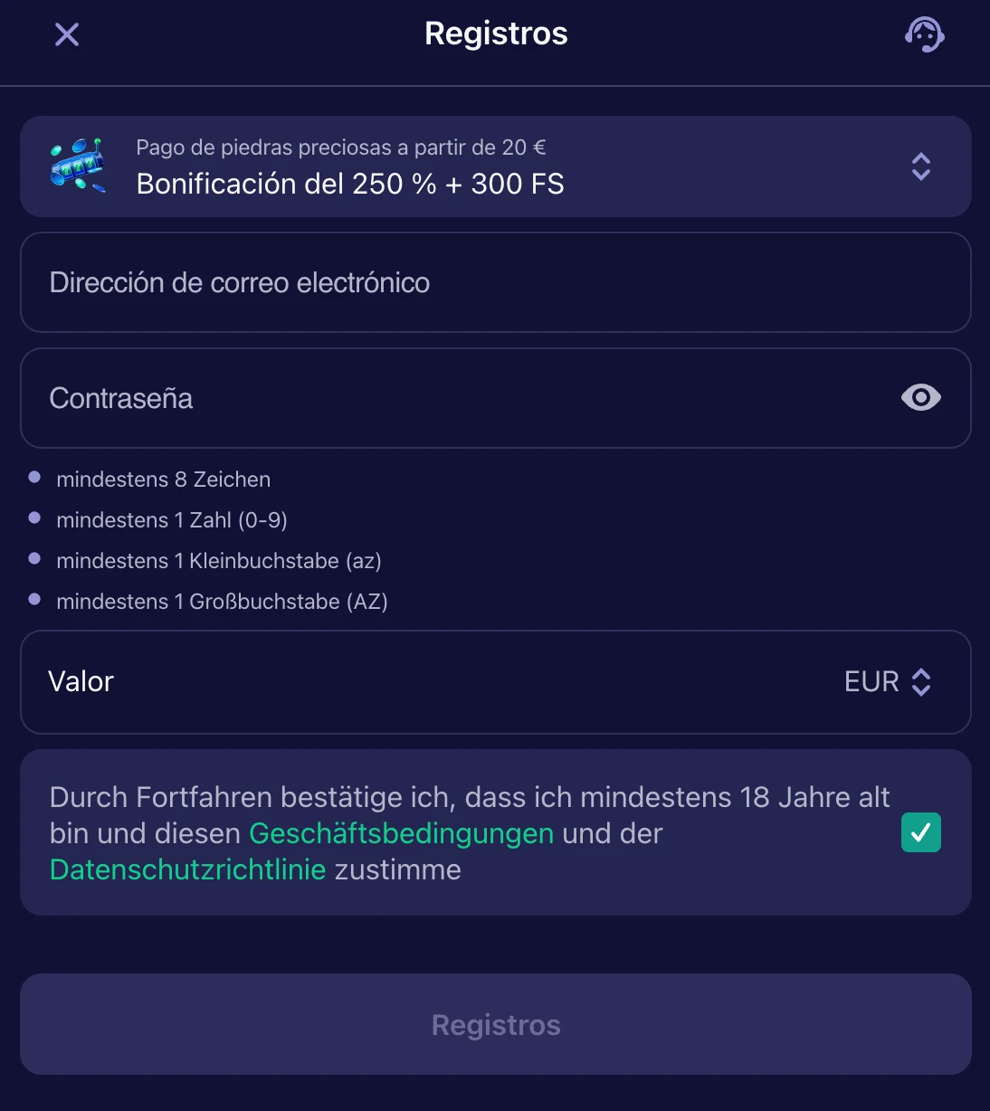 Betmatch Registration